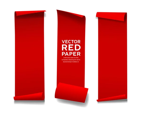 Вертикальний Вектор Червоного Паперу Довгого Розміру Колекція Ізольована Білому Тлі — стоковий вектор