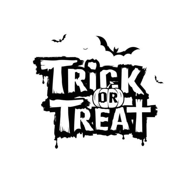 Happy Halloween Trick Oder Behandlung Nachricht Schwarz Weiß Vektor Design — Stockvektor