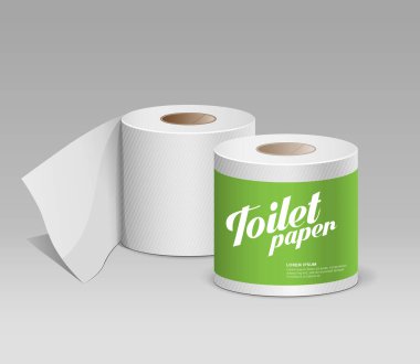 Plastic toilet paper roll green package, template design collection background, vector illustration clipart