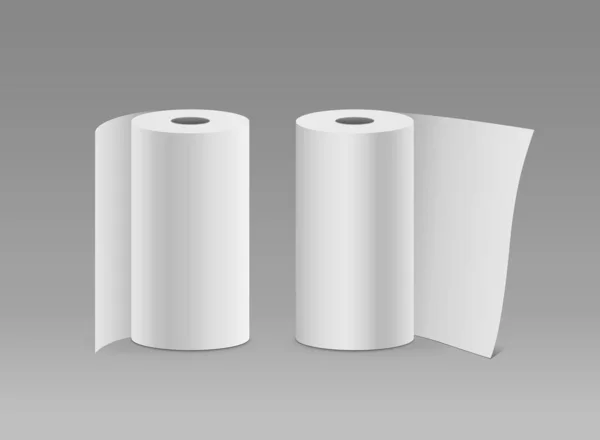 Rolo Papel Branco Design Vertical Longo Dois Rolos Fundo Cinza — Vetor de Stock