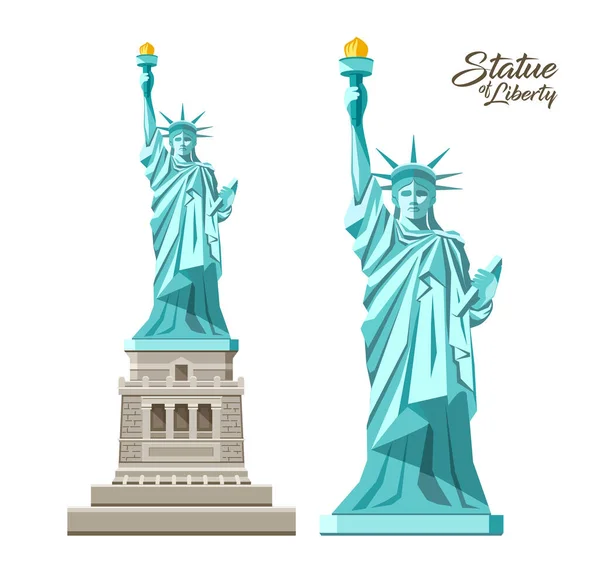 自由の女神像 自由の女神像 アメリカでは白地に隔離されたコレクションデザイン イラスト — ストックベクタ