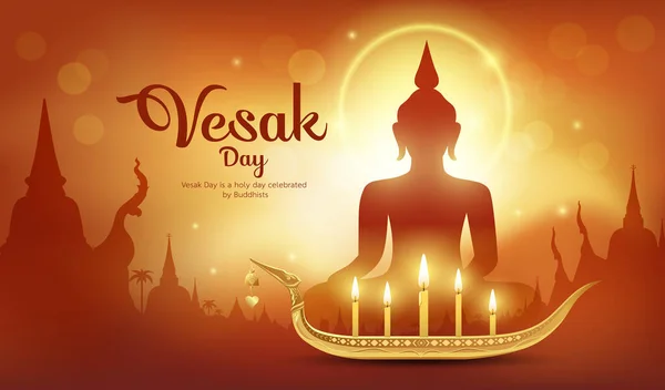 Vesak Day Est Jour Important Bouddhisme Monde Abstrait Vecteur Fond — Image vectorielle