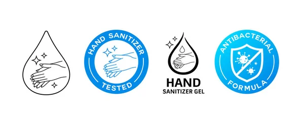 Πλύνετε Χέρι Πινακίδα Απολυμαντικό Τζελ Φορέας Εικονίδιο Του Ιού Κορόνα — Διανυσματικό Αρχείο