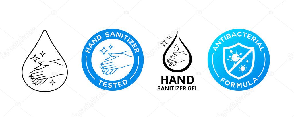 Hand wash sanitizer gel sign, corona virus icon vector, colorful and black collections design background, illustration