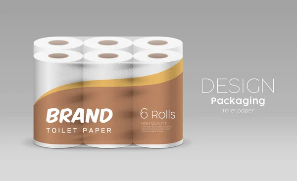 Plastic Lange Rol Tissue Papier Een Verpakking Zes Rollen Bruin — Stockvector