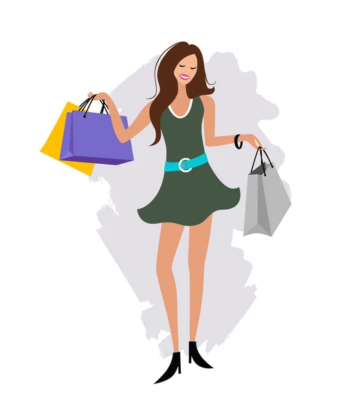 Woman Hand Holding Shopping Bag Cartoon Design Vector Illustration — Stock Vector