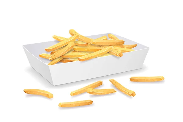 French Fries Paper Tray Design Isolated White Background Eps Vector — Stock Vector