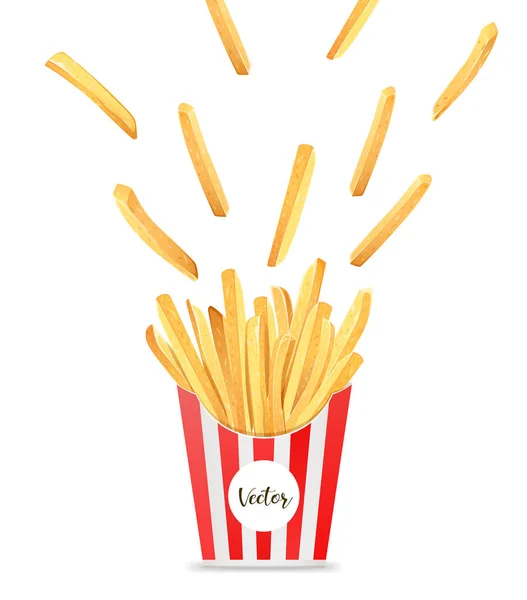 French Fries Box Template Design Spread Out Air Isolated White — Stock Vector
