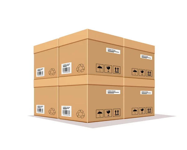 包装盒重叠现实的设计隔离在白色背景 Eps 10矢量插图 — 图库矢量图片