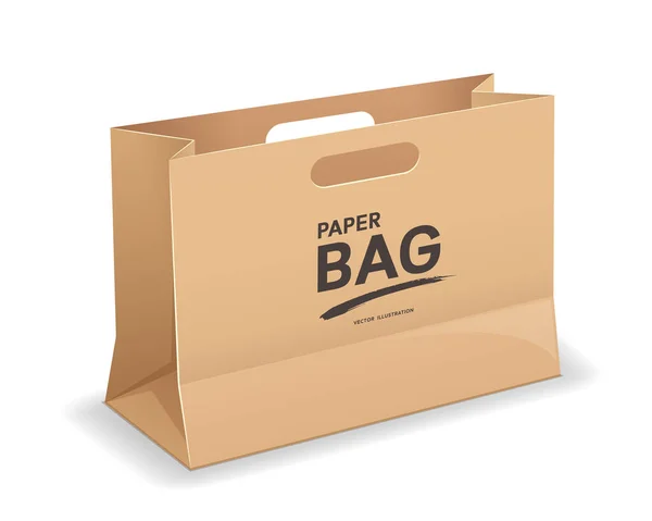 Big Bags Aus Braunem Papier Mit Henkelvorlagen Mock Design Isoliert — Stockvektor