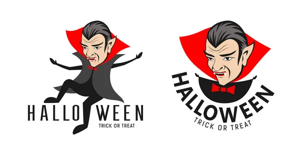 Comte Vecteur Dracula Halloween Vampire Conception Logo Collection Personnages Isolé — Image vectorielle