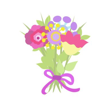 Güzel dekoratif buket vektör çizim. Buket çiçek grafik tarzı.