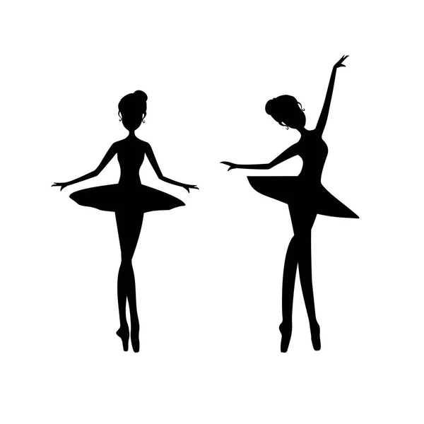 Svart siluett ballerina, balett dansare vektorillustration. — Stock vektor