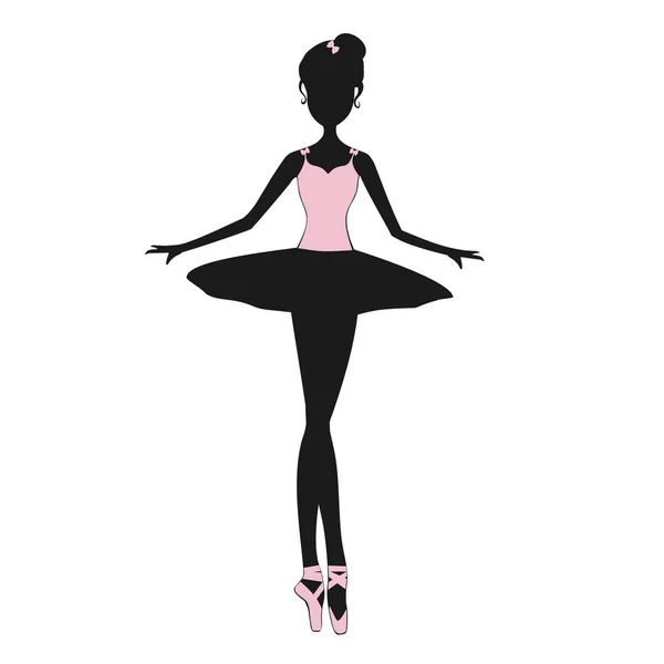 Bailarina de silueta negra, ilustración vectorial bailarina de ballet . — Archivo Imágenes Vectoriales