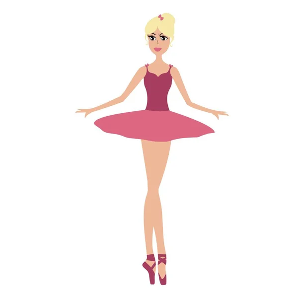 Dessin animé jolie ballerine en robe rose illustration vectorielle . — Image vectorielle