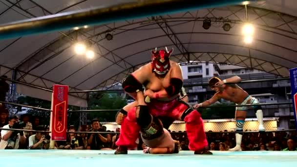 Bangkok Února Wrestling Zápasy Kroužku Japonský Zápasníky Během Japonsko Expo — Stock video
