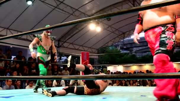 Bangkok Febuar 2017 Wrestling Fights Ring Japanische Wrestler Während Der — Stockvideo