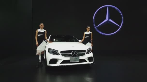Nonthaburi Noviembre Modelo Identificado Con Mercedes Benz 200 Coupé Exhibición — Vídeos de Stock