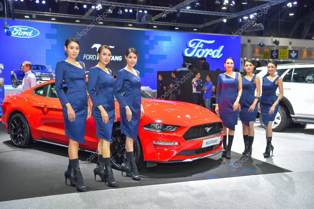 NONTHABURI - NOVEMBER 28: Ford Mustang car on display at The 35th Thailand International Motor Expo on November 28, 2018 in Nonthaburi, Thailand.