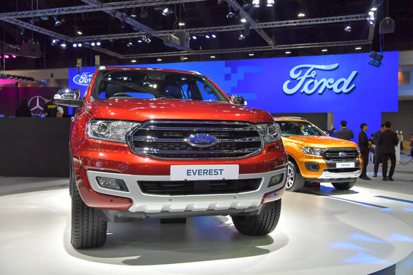 NONTHABURI - NOVEMBER 28: Ford Everest SUV on display at The 35th Thailand International Motor Expo on November 28, 2018 in Nonthaburi, Thailand.