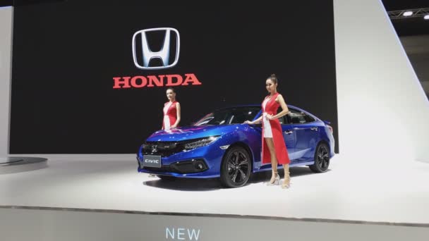 Нонтабури Ноября Honda Civic Car Display 35Th Thailand International Motor — стоковое видео