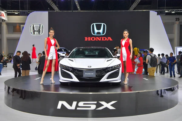 Nonthaburi November Niet Geïdentificeerde Model Met Honda Nsx Auto Vertoning — Stockfoto