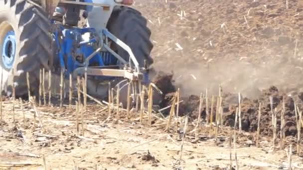 Traktorfahren Auf Dem Feld Vorbereitung Für Die Nächste Erntevorbereitung — Stockvideo