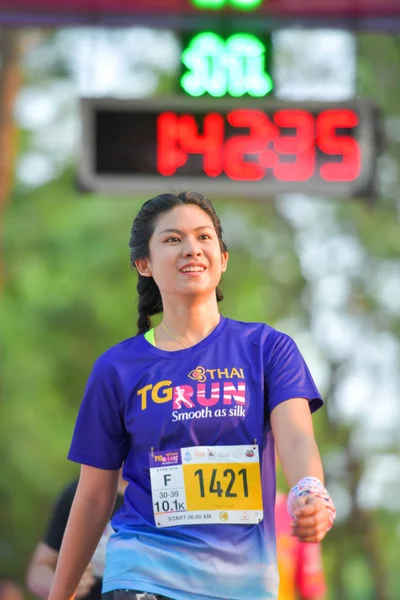 Bangkok Februari Oidentifierade Mini Marathon Löpare Kör Smidigt Som Silke — Stockfoto