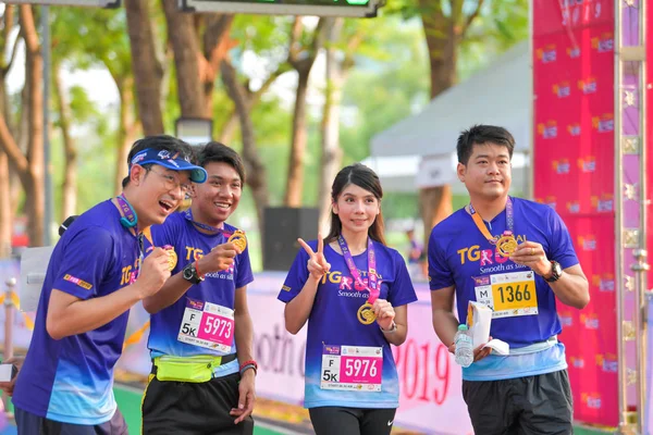 Bangkok Februari Unidentified Mini Marathonloper Bij Lopen Vlot Als Zijde — Stockfoto