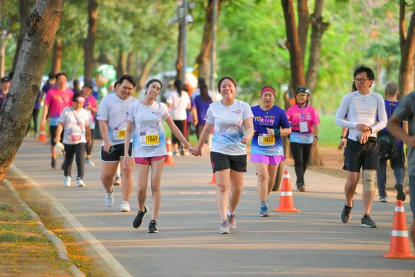Bangkok Şubat Tanımlanamayan Mini Maraton Koşucusu Çalıştırmak Düzgün Olarak Ipek — Stok fotoğraf