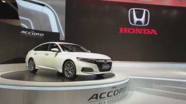 Nonthaburi-Mart 26: Honda Accord araba üzerinde ekranda 40 Bangkok International Thailand motor show 2019 Mart 'ta 26, 2019 Nonthaburi, Tayland.