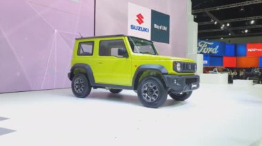 Nonthaburi-26 Mart: üzerinde ekranda Suzuki Jimny araba 40th Bangkok Uluslararası Tayland motor show 2019 Mart 'ta 26, 2019 Nonthaburi, Tayland.