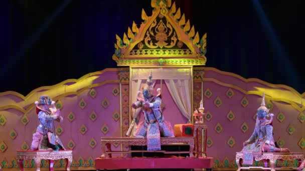 Lopburi Thailand February Unidentified Thai Dancers Perform Pantomime Khon High — Stock Video