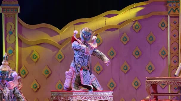 Lopburi Tayland Şubat Tanımlanamayan Tay Dansçıları Pantomime Veya Khon Zarafet — Stok video