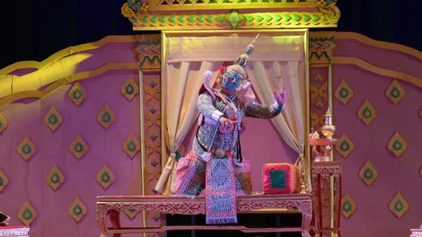 Lopburi Tajlandia Lutego Niezidentyfikowany Tajski Tancerzy Wykonują Khon High Art — Wideo stockowe