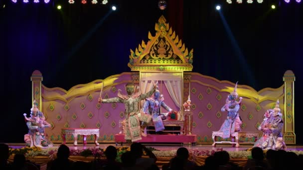 Lopburi Thailand Februari Niet Geïdentificeerde Thaise Dansers Uit Voeren Khon — Stockvideo