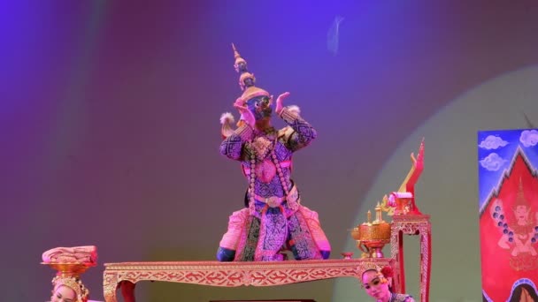 Lopburi Thailand Fevereiro Dançarinos Tailandeses Não Identificados Realizam Pantomima Khon — Vídeo de Stock
