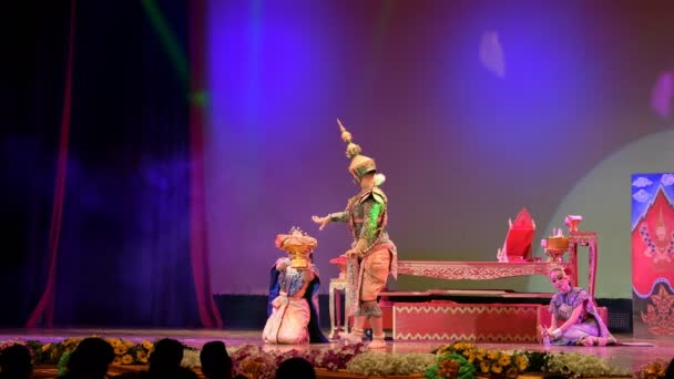 Loburi Таїланд Лютого Невідомі Танцюристи Тайський Виконувати Пантоміму Або Кхон — стокове відео