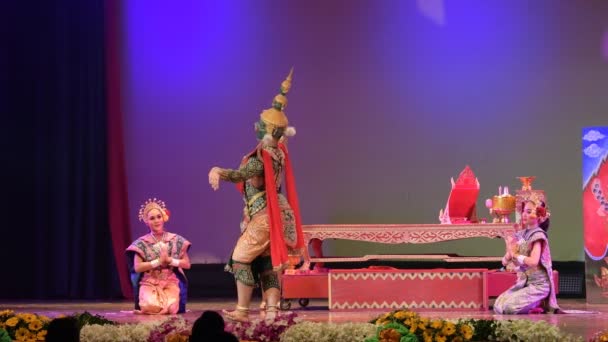 Lopburi Thailand February Unidentified Thai Dancers Perform Khon High Art — Stok video