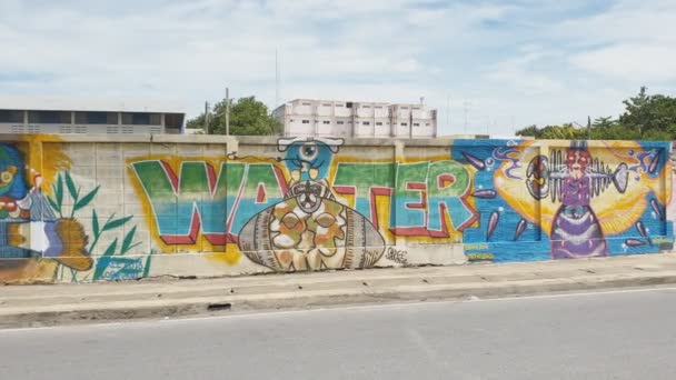Lopburi Srpen Varnosti Graffiti Stěně Veřejné Ulici Srpen 2019 Lopburi — Stock video