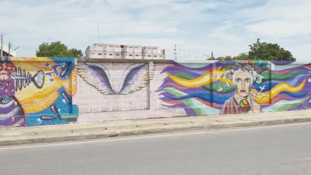 Lopburi Agosto Variedades Graffiti Pared Calle Pública Agosto 2019 Lopburi — Vídeos de Stock