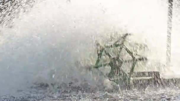 Lassú Mozgás Lapát Kerekek Aerátorok Fekete Víz Csatornán Szennyvízkezelés Oxigén — Stock videók