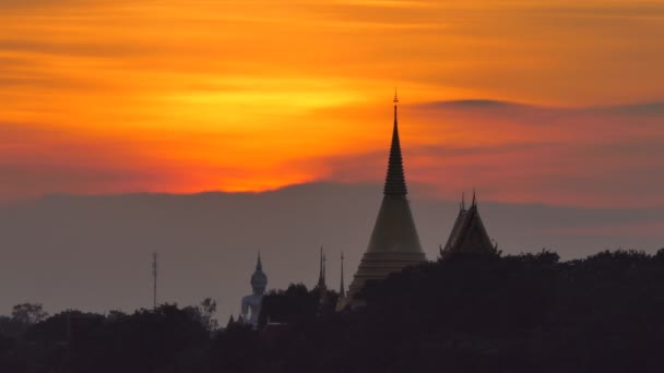 Pagode Des Buddhismus Bei Sonnenuntergang Echtzeit — Stockvideo