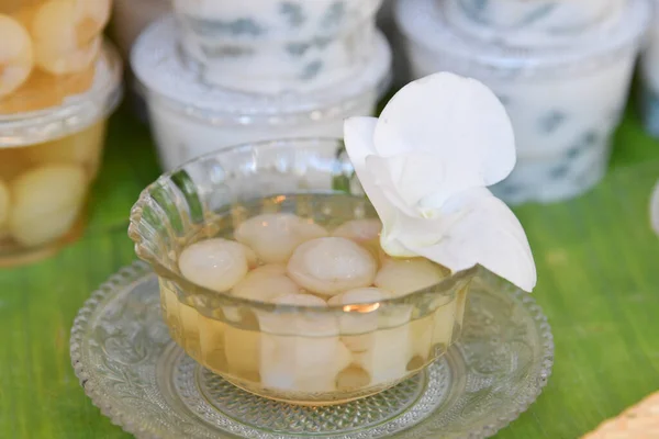 Lychee Syrup Thai Traditional Dessert — Stock Photo, Image