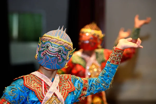 Рамаяна Рамакиен Кхон Тайский Традиционный Танец Искусств Сцене Персонаж Обезьяны — стоковое фото