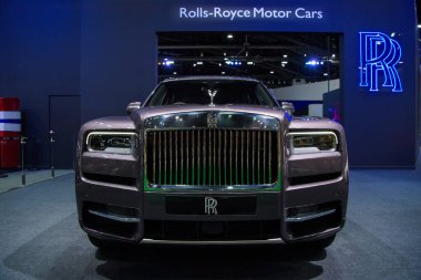 Rolls Royce Cullinan Super Lüks SUV arabası 41. BANGKOK ULUSLARARASI MOTOR Şov 2020 'de 14 Temmuz 2020' de Tayland, Nonthaburi 'de sergileniyor..