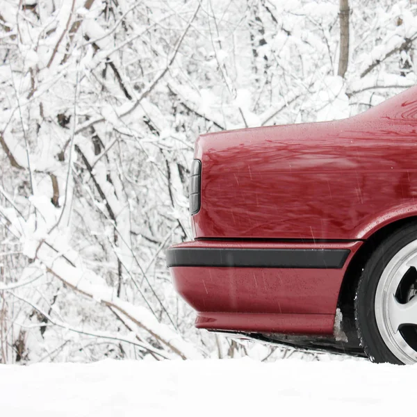 Part Red Car Winter — Stock Photo, Image