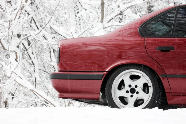 Parte Carro Vermelho Inverno — Fotografia de Stock