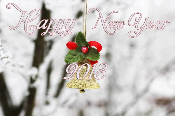 Campana Año Nuevo Celebración Leyenda Feliz Año Nuevo —  Fotos de Stock