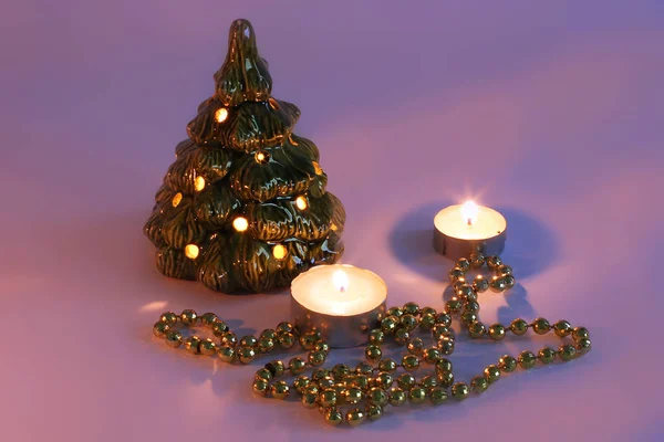 Christmas Festive Candles Christmas Decorations — Stock Photo, Image